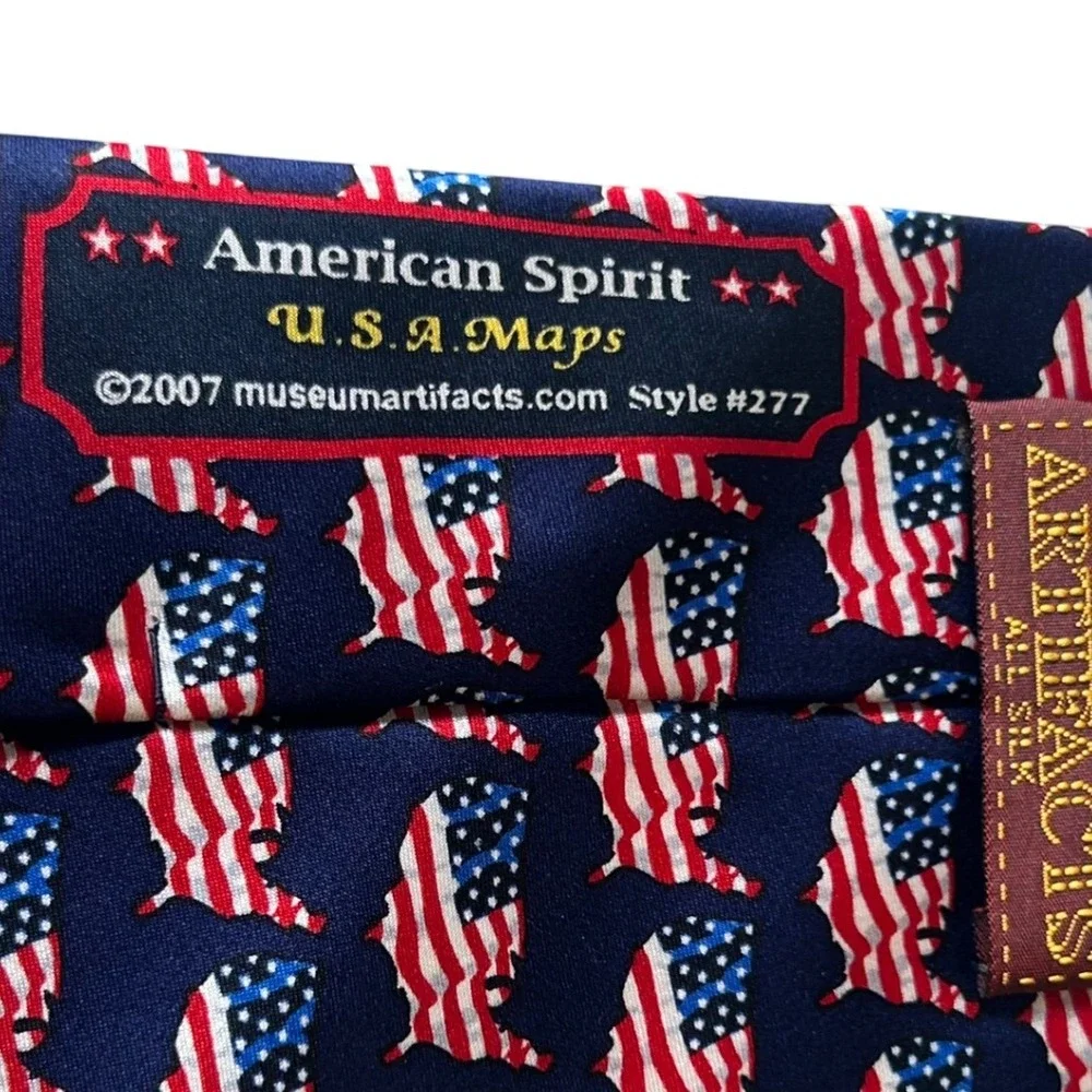 Museum Artifacts USA‎ Maps Tie American Spirit Patriotic Silk Necktie